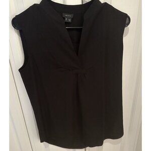 Theory Womens Silk Blend Sleeveless V-Neck Tank Top Blouse Black Size S